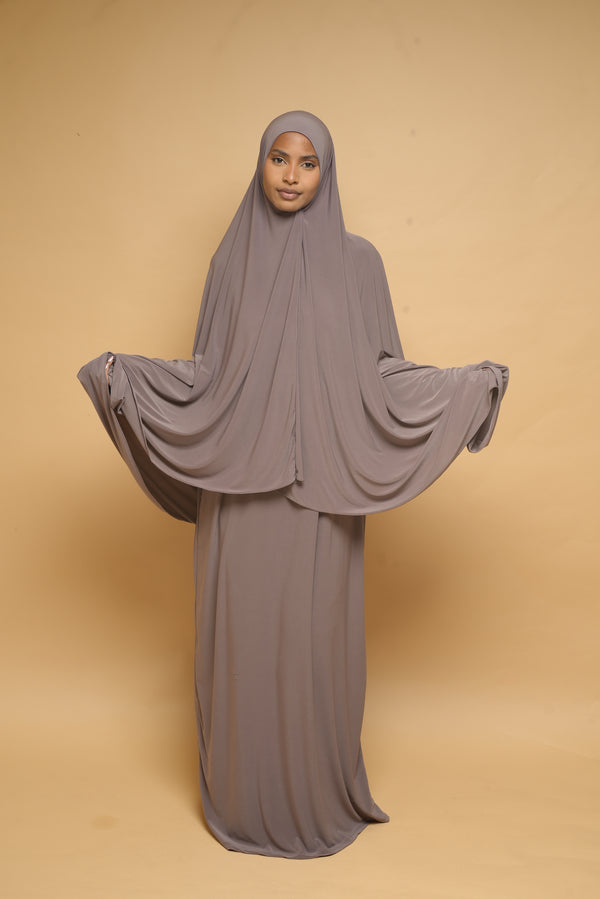 Robe de prière Abaya et Khimar BY NOUR Taupe - vue 1