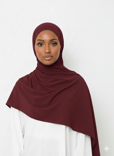 Hijab Jersey Bordeaux Prêt à Nouer, tissu léger, tendance 2026