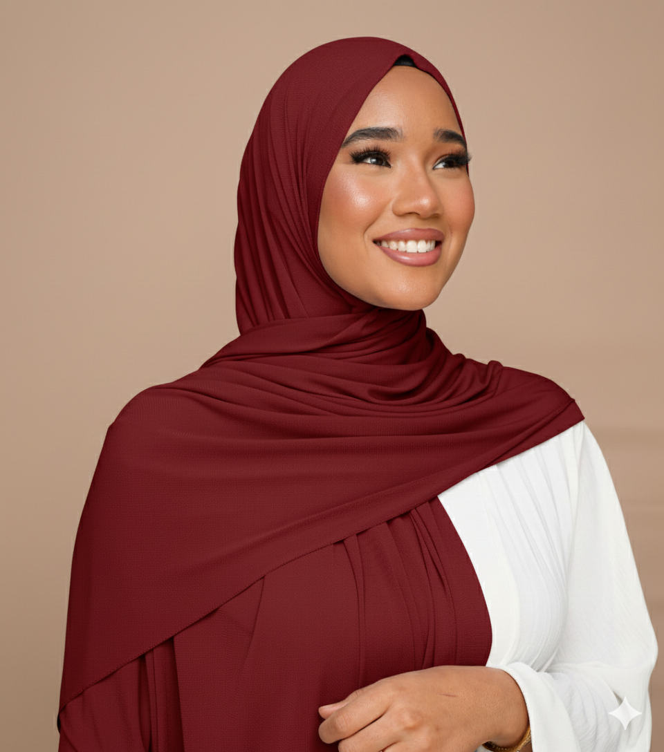 Hijab Jersey Premium Cherry Luxe, tissu léger, tendance 2026