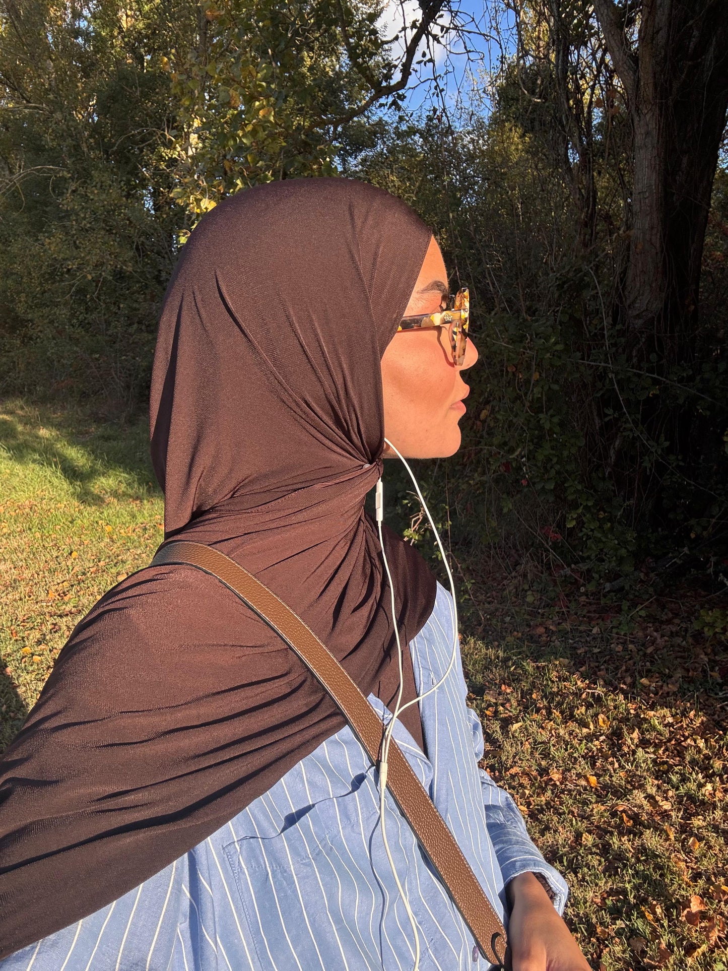 Hijab Jersey Premium Marron Luxe, tissu léger, tendance 2026