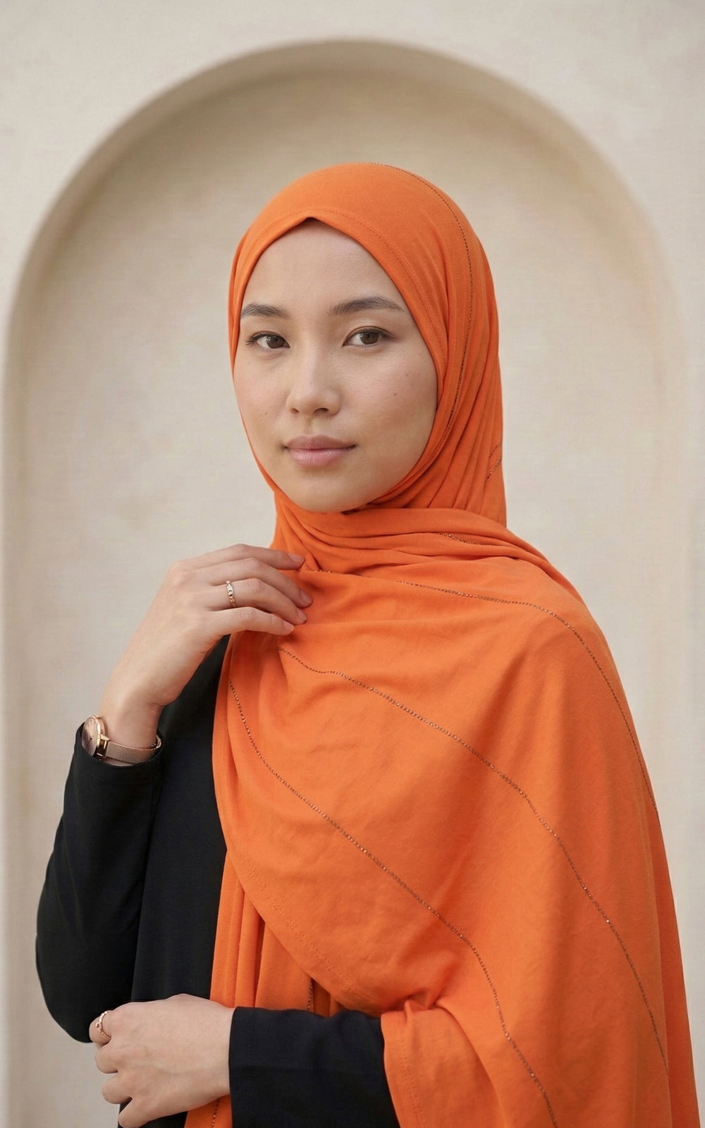 Hijab Strass Froufrou Jersey Premium BYNOUR - Strass Scintillants et Bord Froufrou Élégant, pour Quotidien et Occasion Spéciale