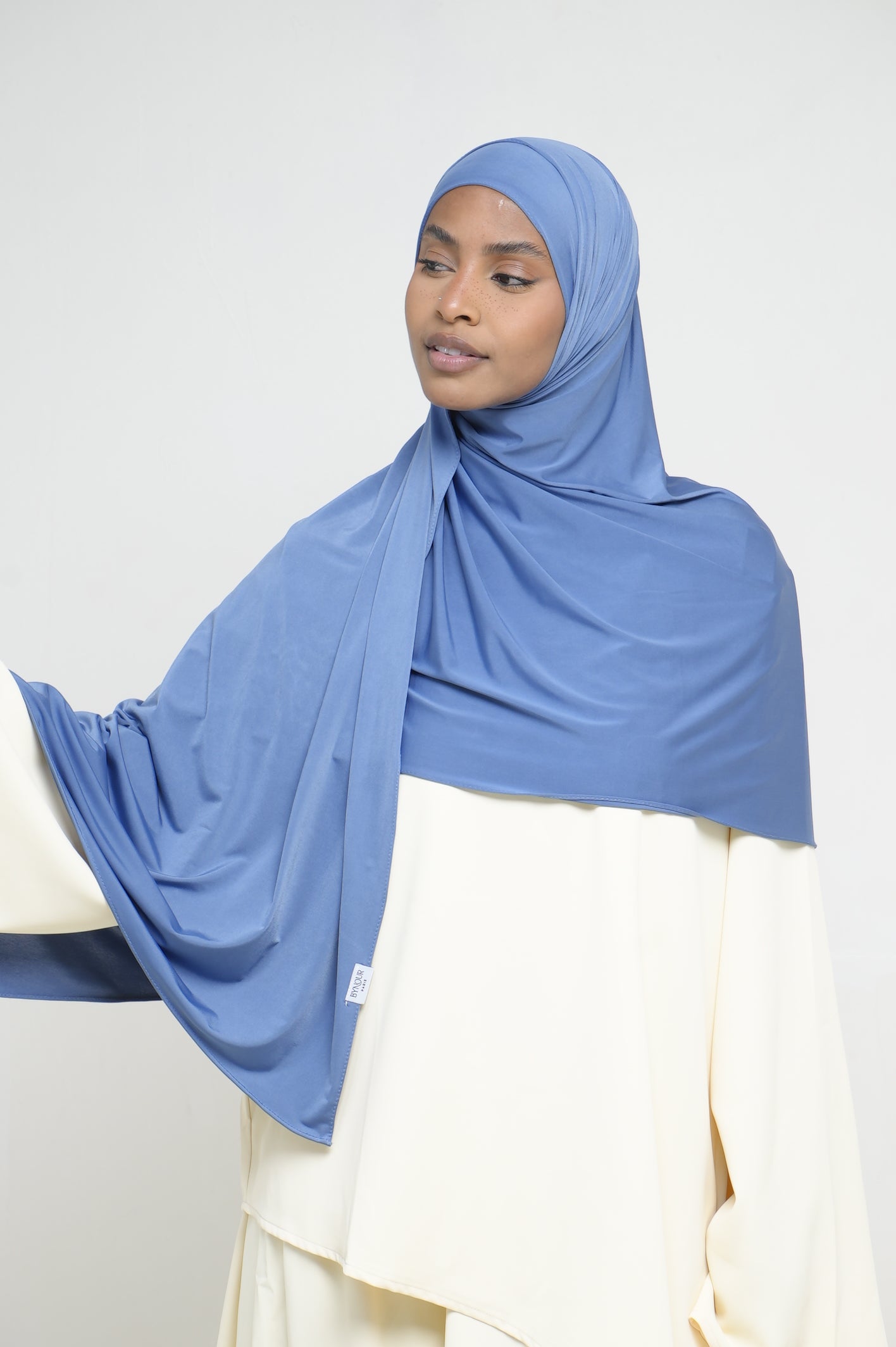 Hijab Jersey Liquid Bleu Azur BY NOUR – vue produit 2