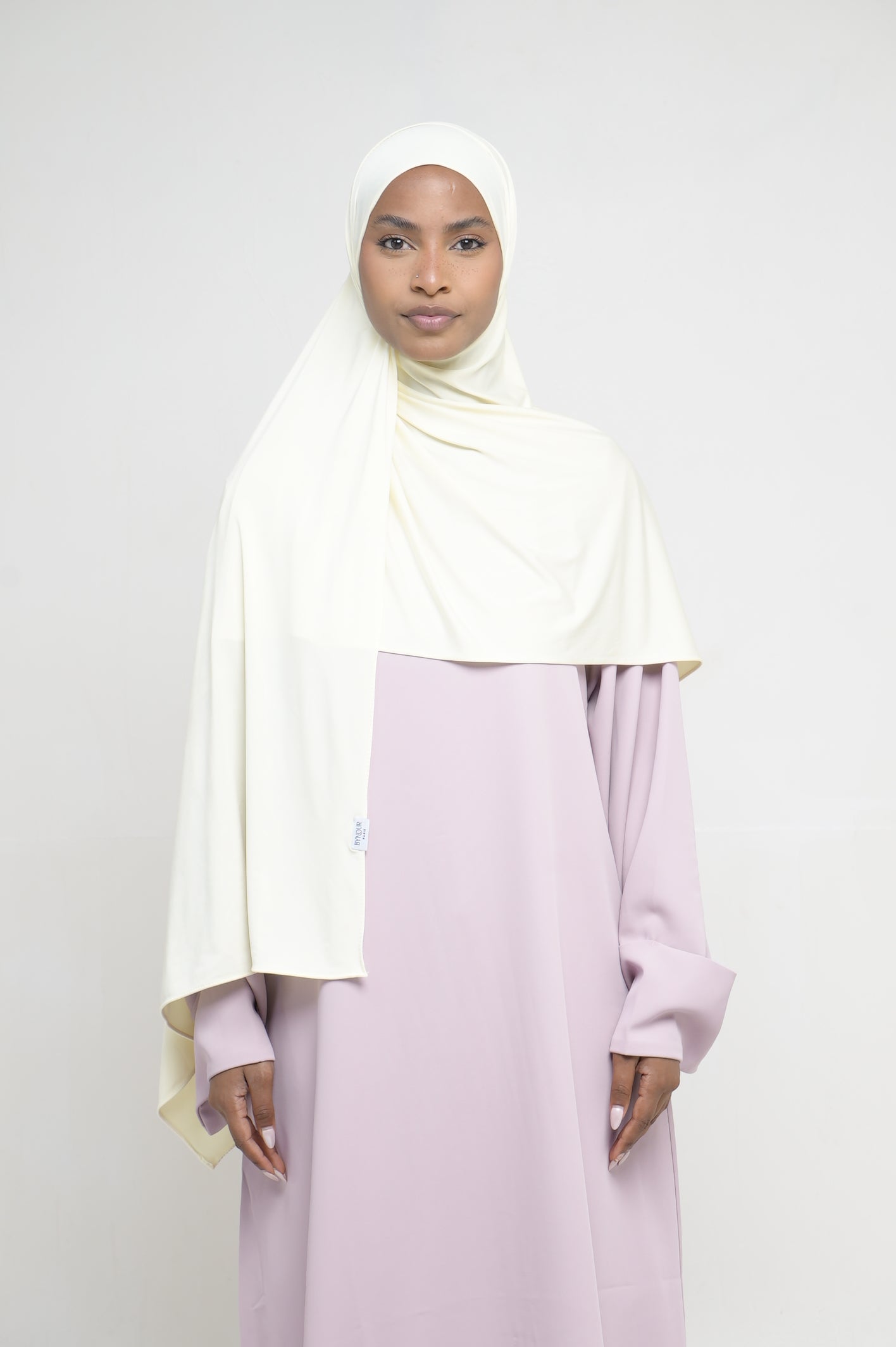 Hijab Jersey Liquid Jaune Pastel BY NOUR – vue produit 1