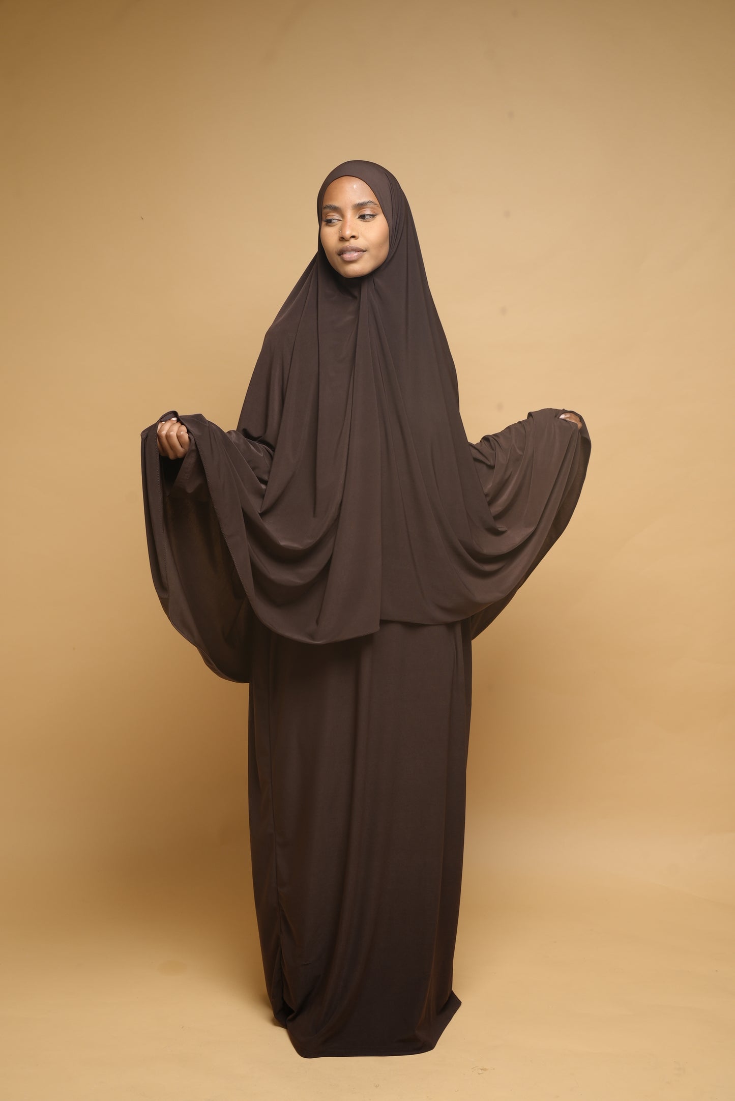 Robe de prière Abaya et Khimar BY NOUR Chocolat - vue 1