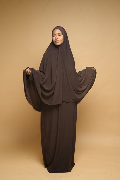Robe de prière Abaya et Khimar BY NOUR Chocolat - vue 1