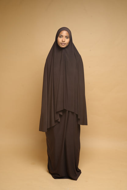 Robe de prière Abaya et Khimar BY NOUR Chocolat - vue 2