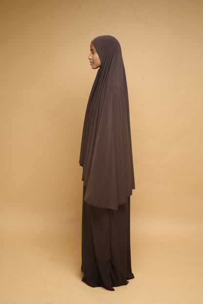 Robe de prière Abaya et Khimar BY NOUR Chocolat - vue 4