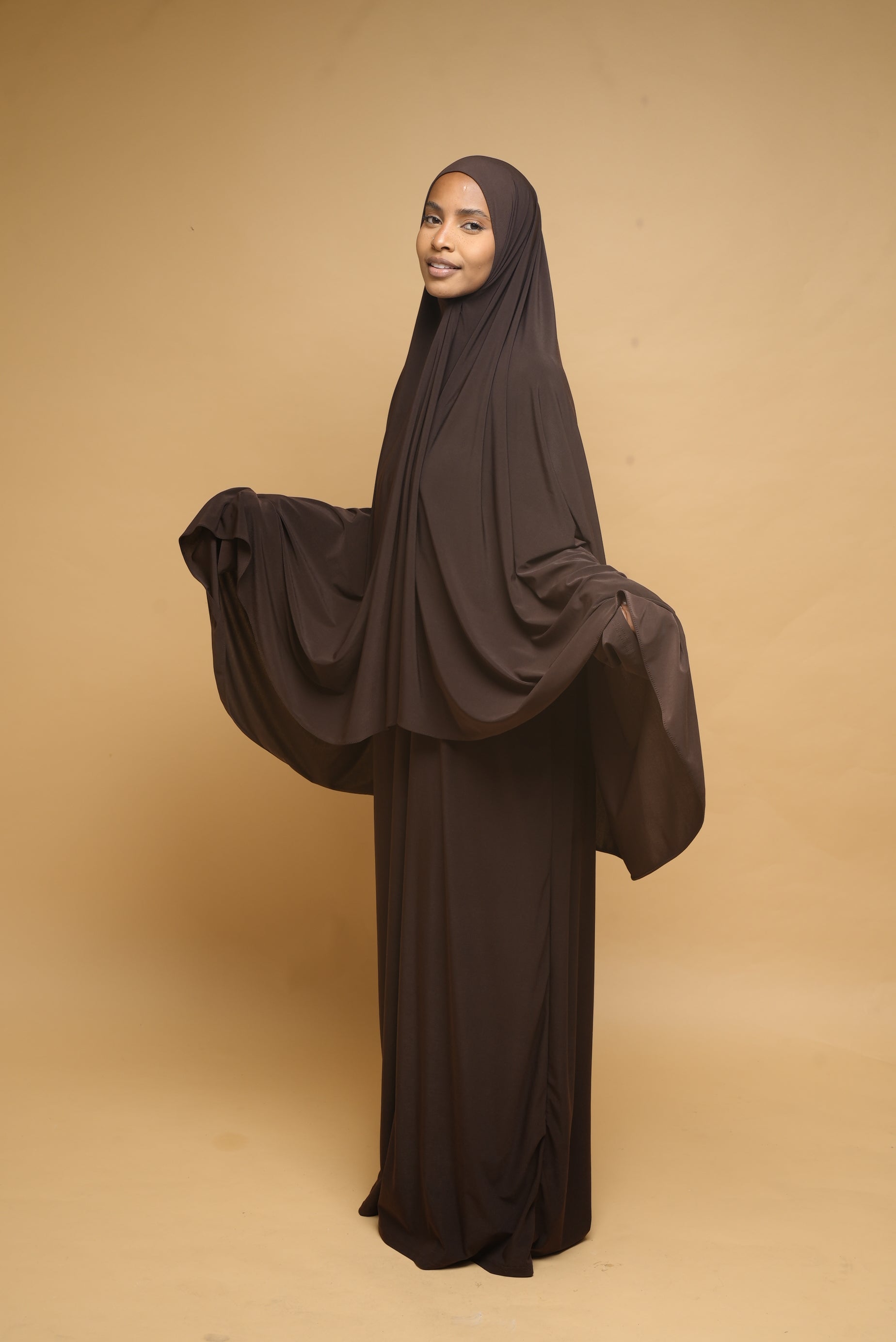 Robe de prière Abaya et Khimar BY NOUR Chocolat - vue 5