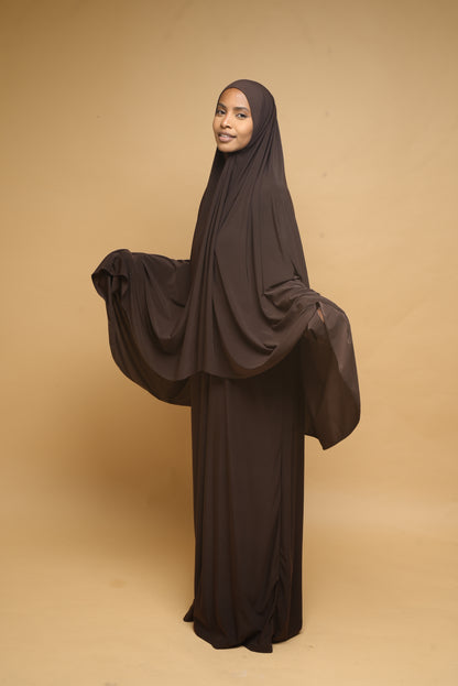 Robe de prière Abaya et Khimar BY NOUR Chocolat - vue 5