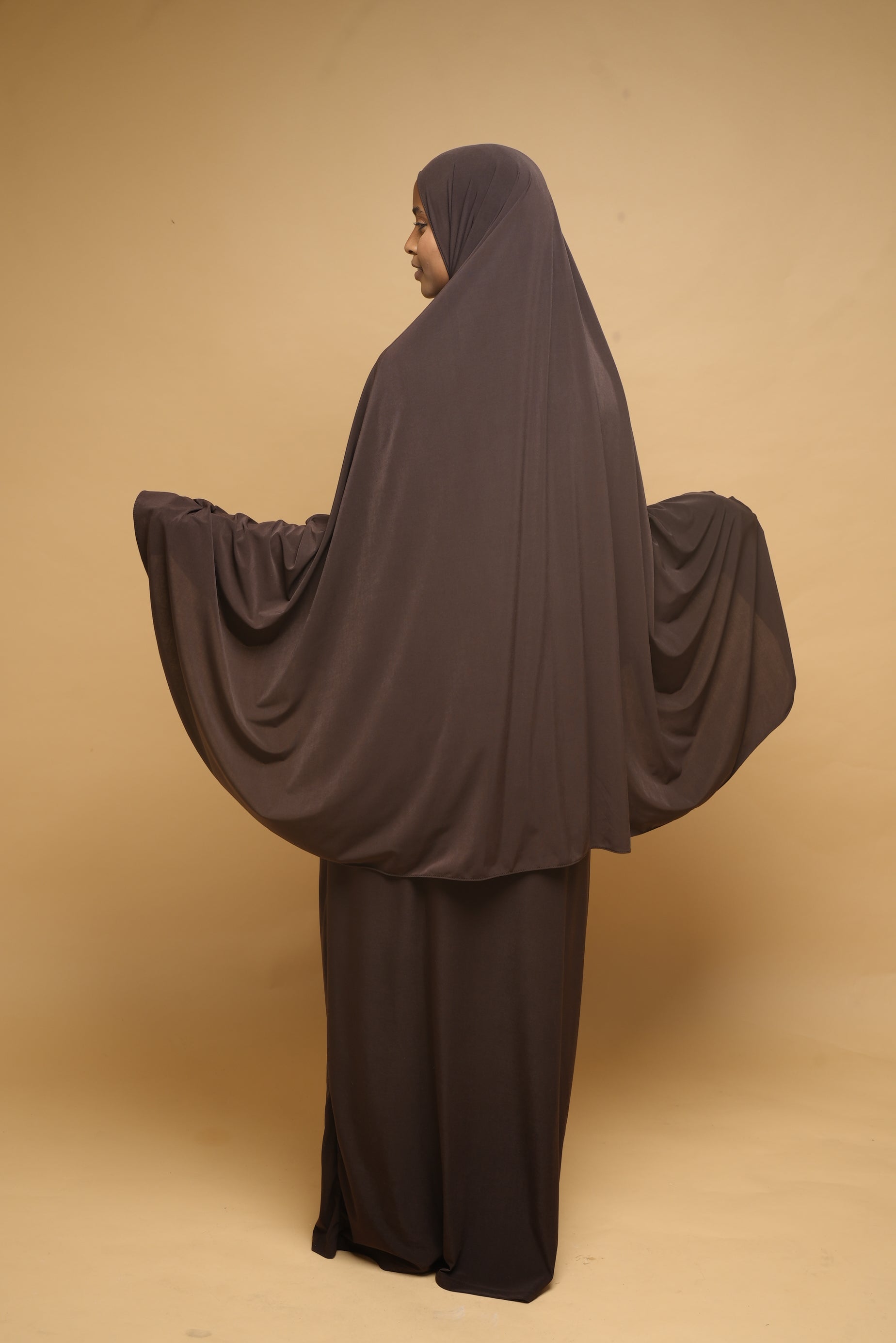 Robe de prière Abaya et Khimar BY NOUR Chocolat - vue 7