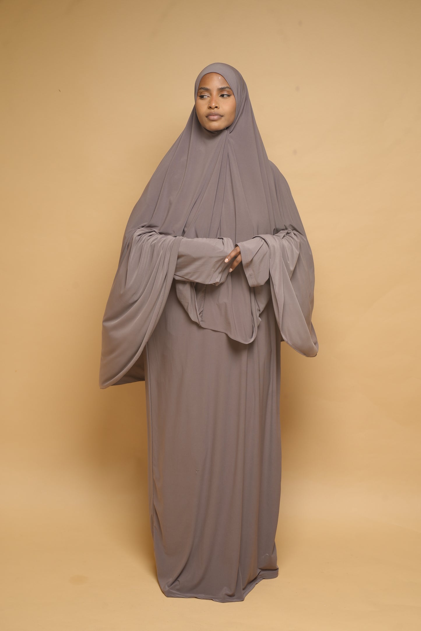 Robe de prière Abaya et Khimar BY NOUR Taupe - vue 3