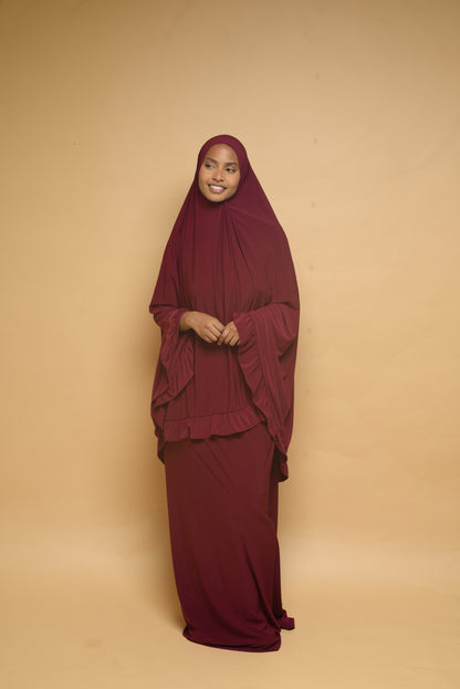 Robe de prière Jupe et Khimar BY NOUR Bordeau - vue 4