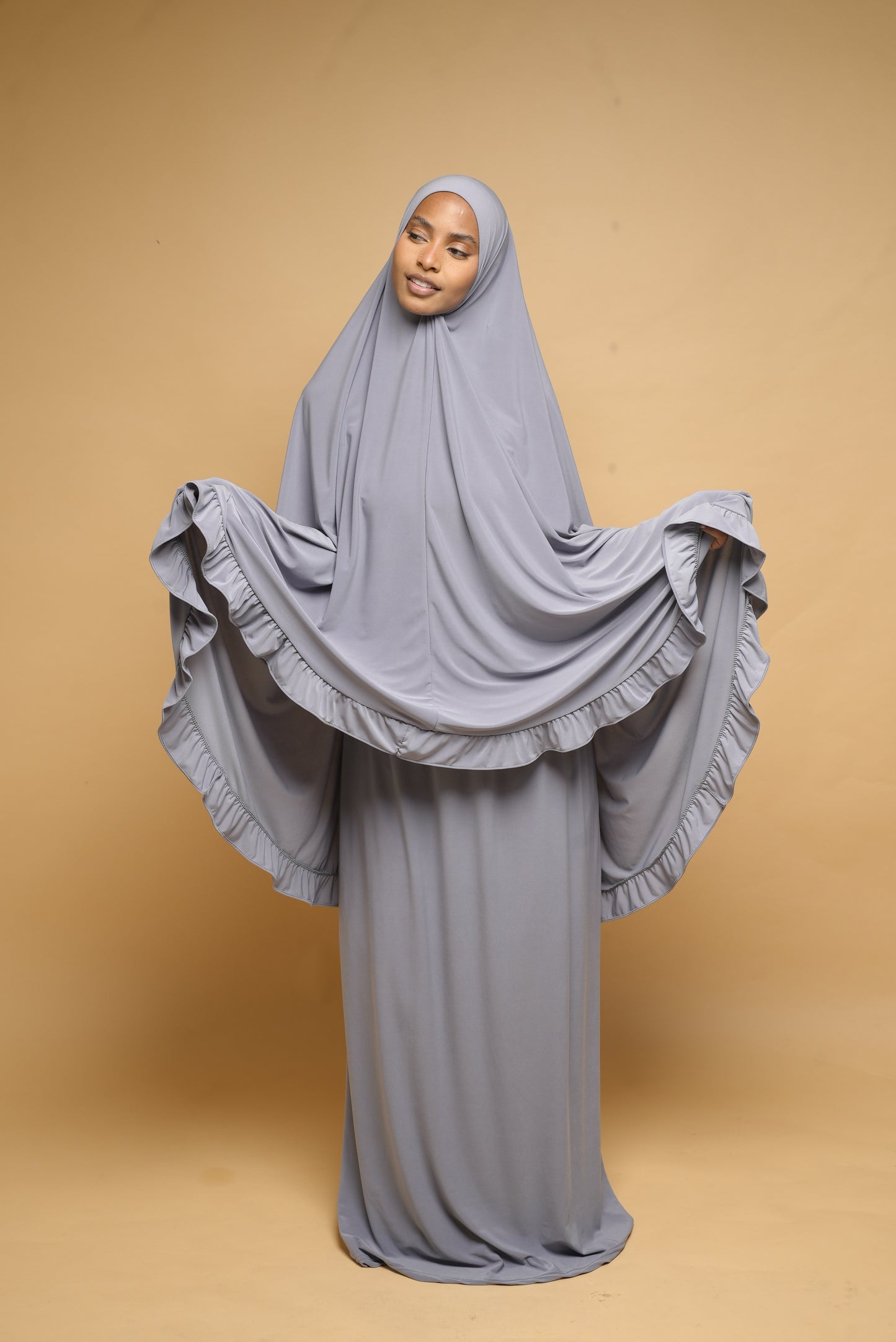 Robe de prière Jupe et Khimar BY NOUR Gris Clair - vue 1