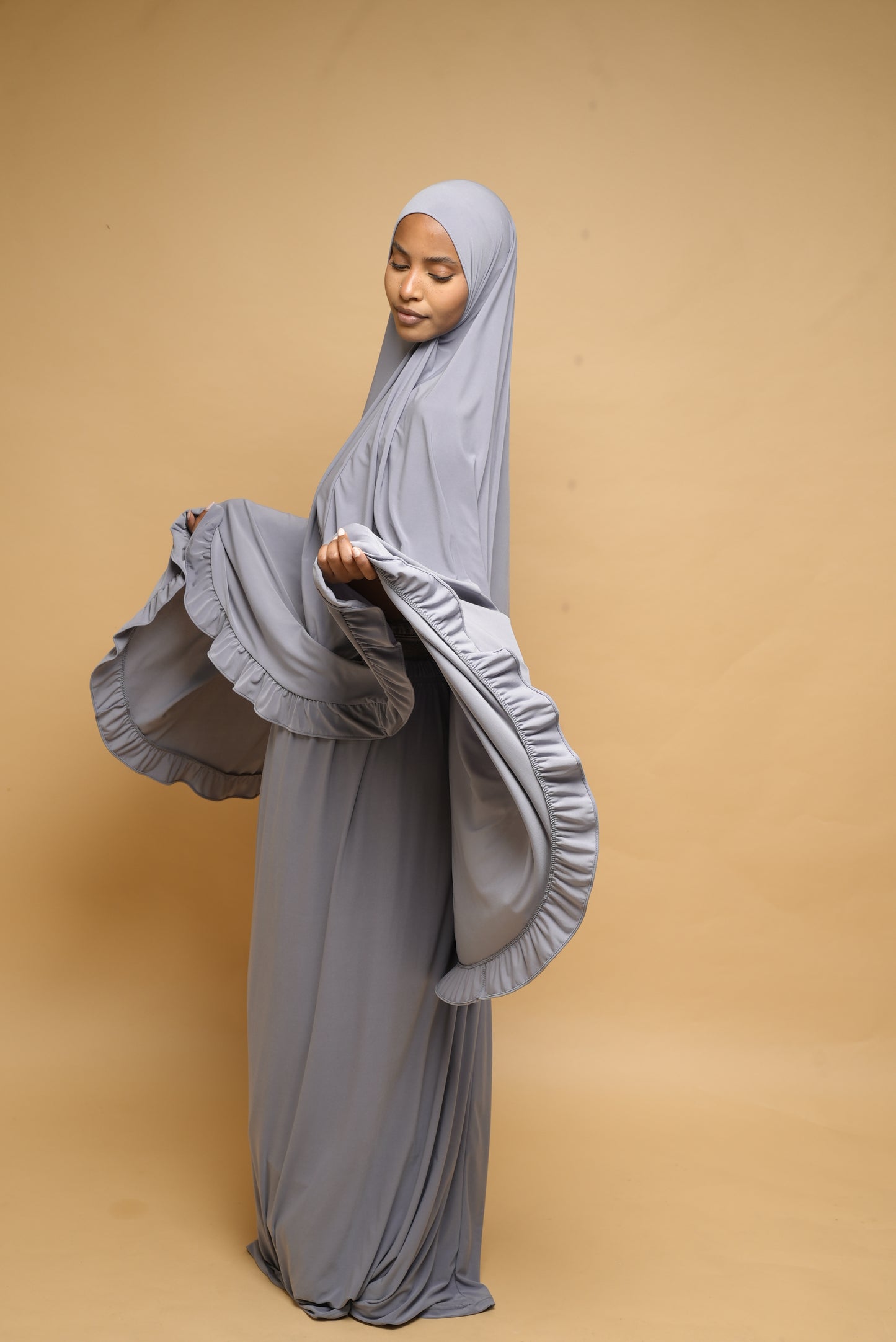 Robe de prière Jupe et Khimar BY NOUR Gris Clair - vue 10