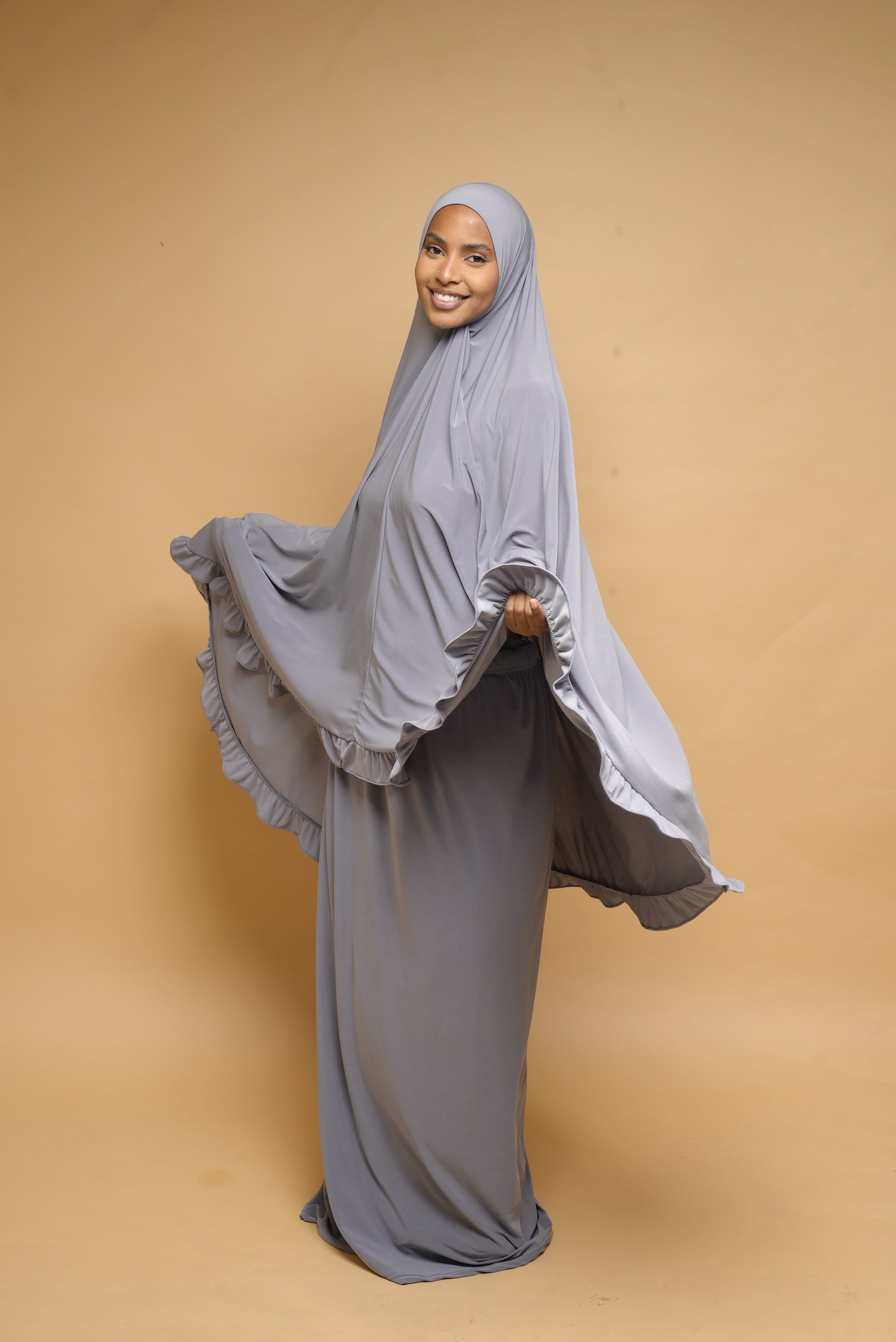 Robe de prière Jupe et Khimar BY NOUR Gris Clair - vue 2