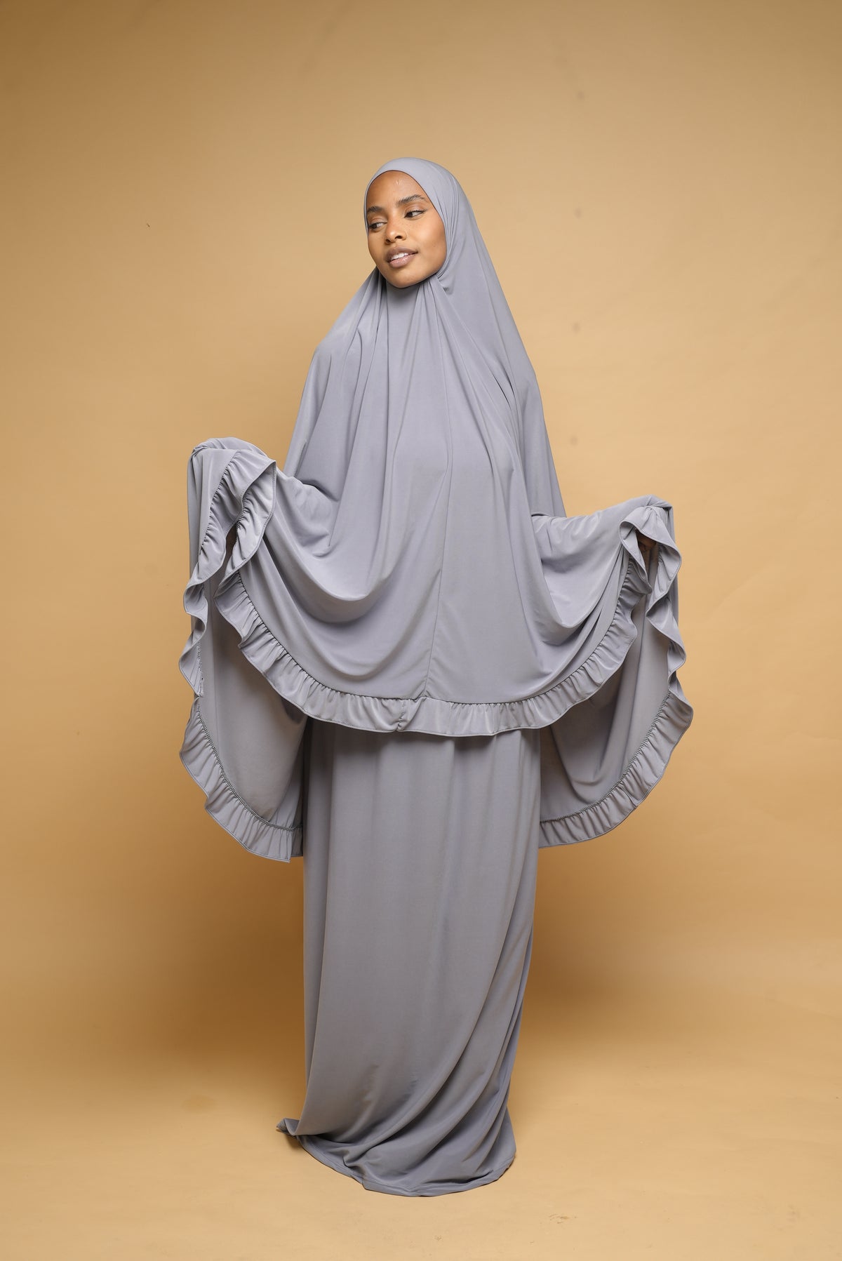 Robe de prière Jupe et Khimar BY NOUR Gris Clair - vue 3