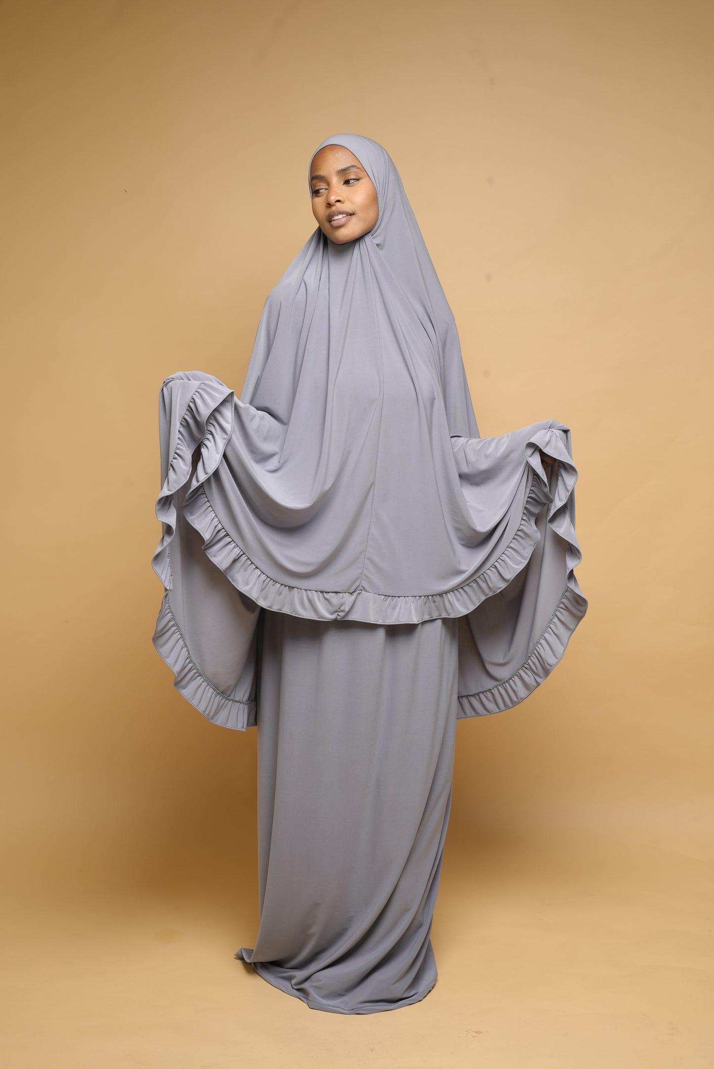 Robe de prière Jupe et Khimar BY NOUR Gris Clair - vue 3