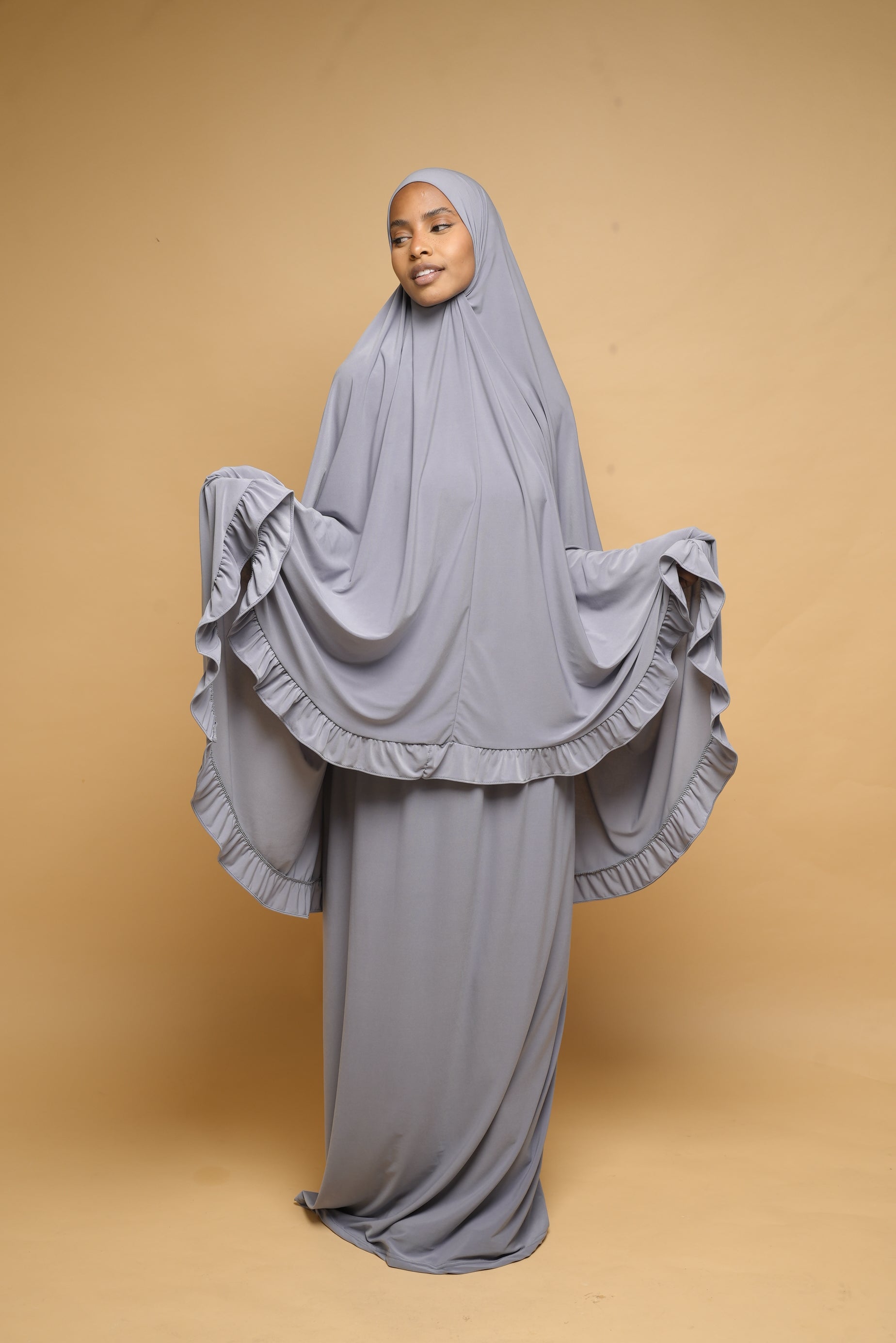 Robe de prière Jupe et Khimar BY NOUR Gris Clair - vue 3