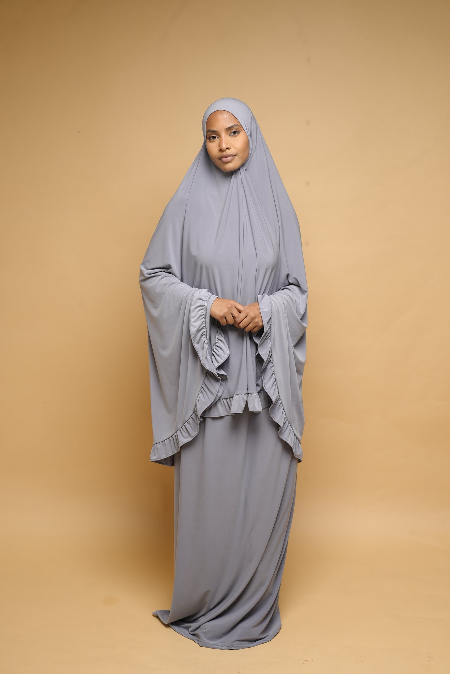 Robe de prière Jupe et Khimar BY NOUR Gris Clair - vue 4