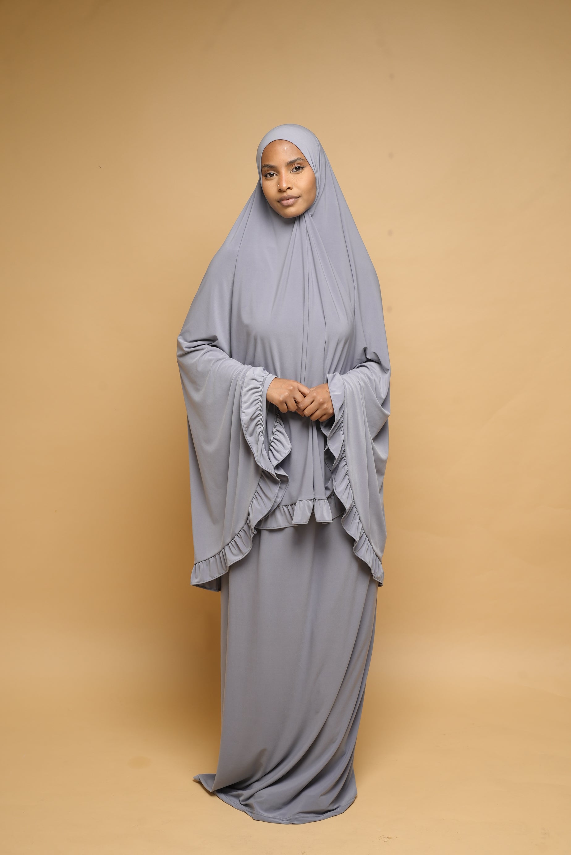 Robe de prière Jupe et Khimar BY NOUR Gris Clair - vue 4