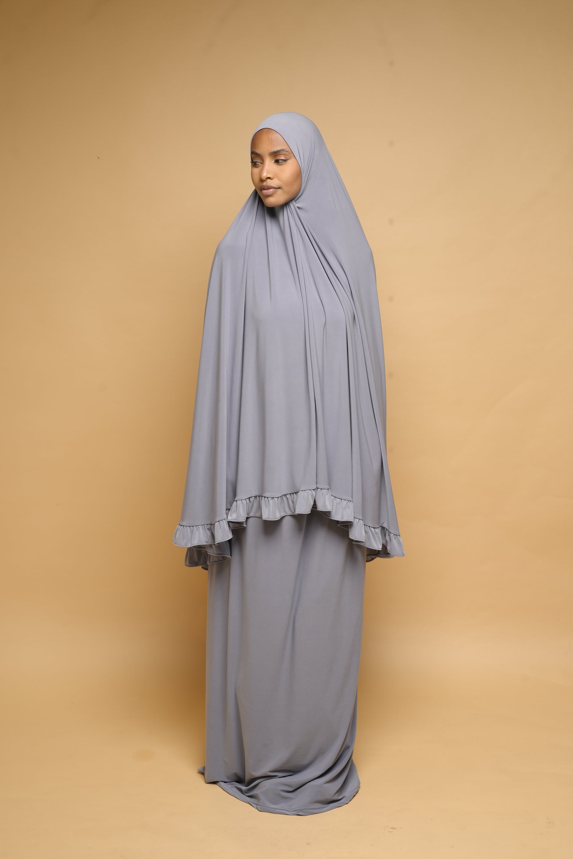 Robe de prière Jupe et Khimar BY NOUR Gris Clair - vue 5