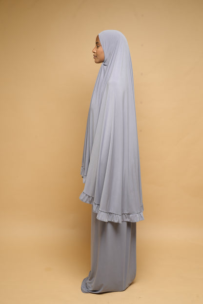 Robe de prière Jupe et Khimar BY NOUR Gris Clair - vue 6