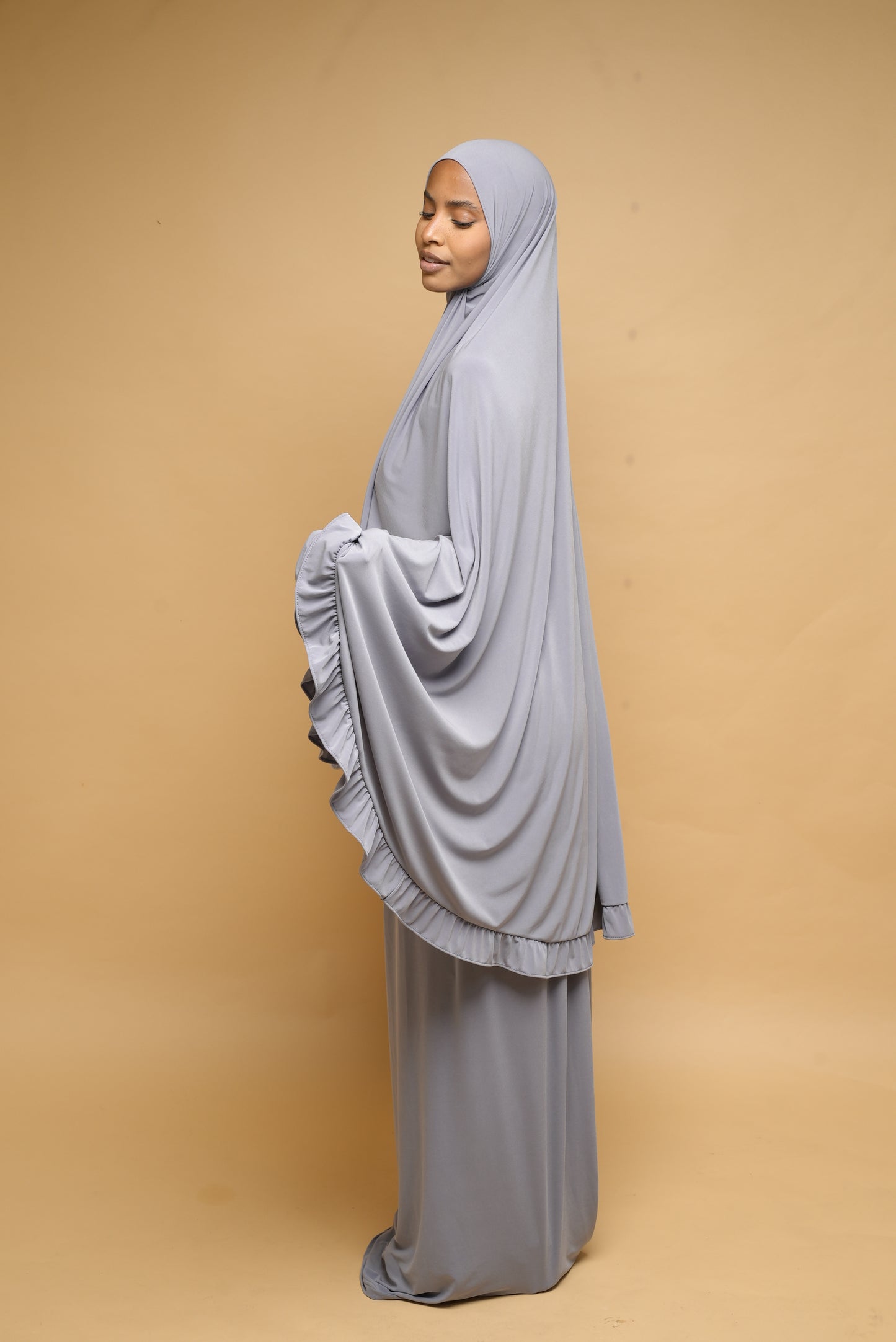 Robe de prière Jupe et Khimar BY NOUR Gris Clair - vue 7