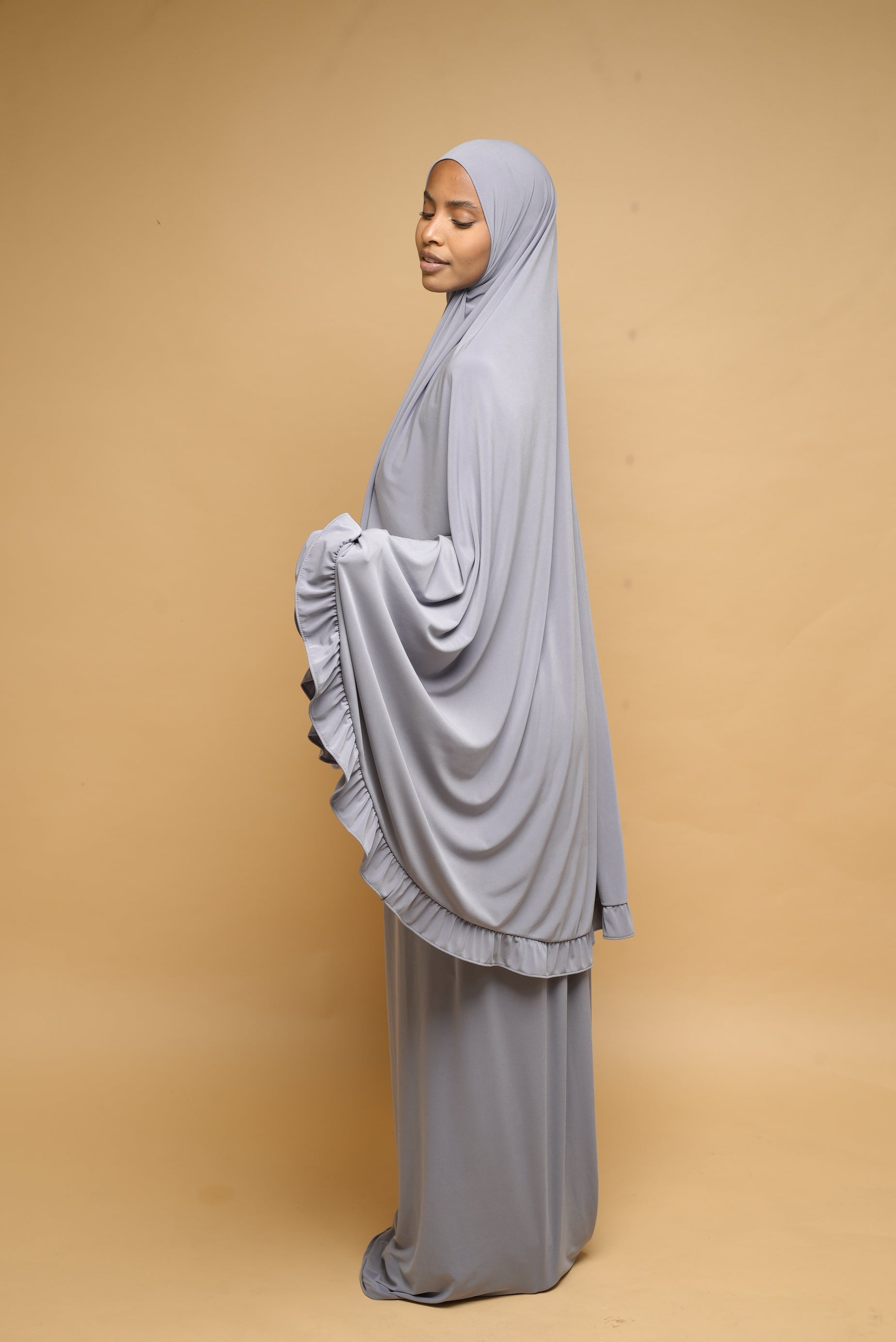 Robe de prière Jupe et Khimar BY NOUR Gris Clair - vue 7