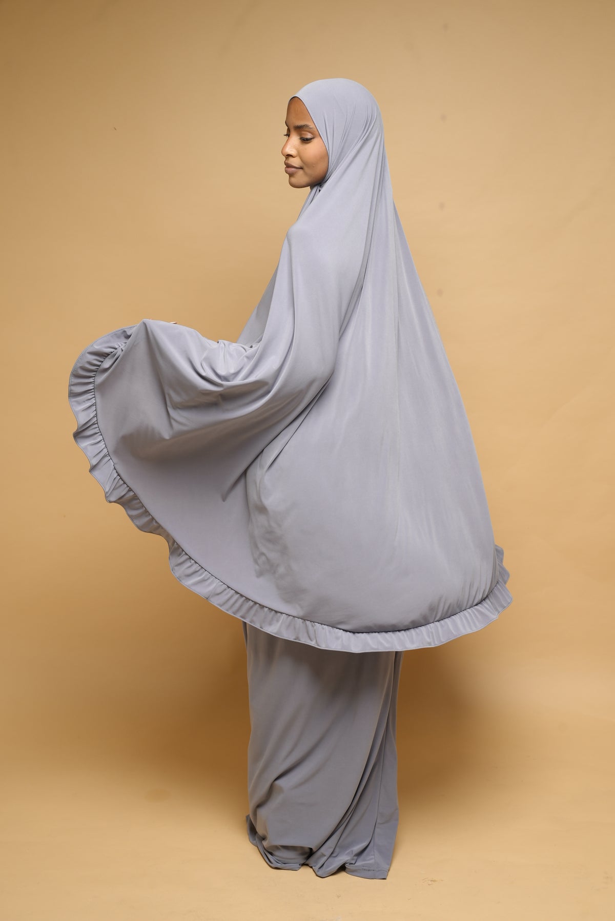 Robe de prière Jupe et Khimar BY NOUR Gris Clair - vue 9