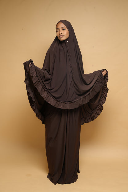 Robe de prière Jupe et Khimar BY NOUR Marron Ebene - vue 1