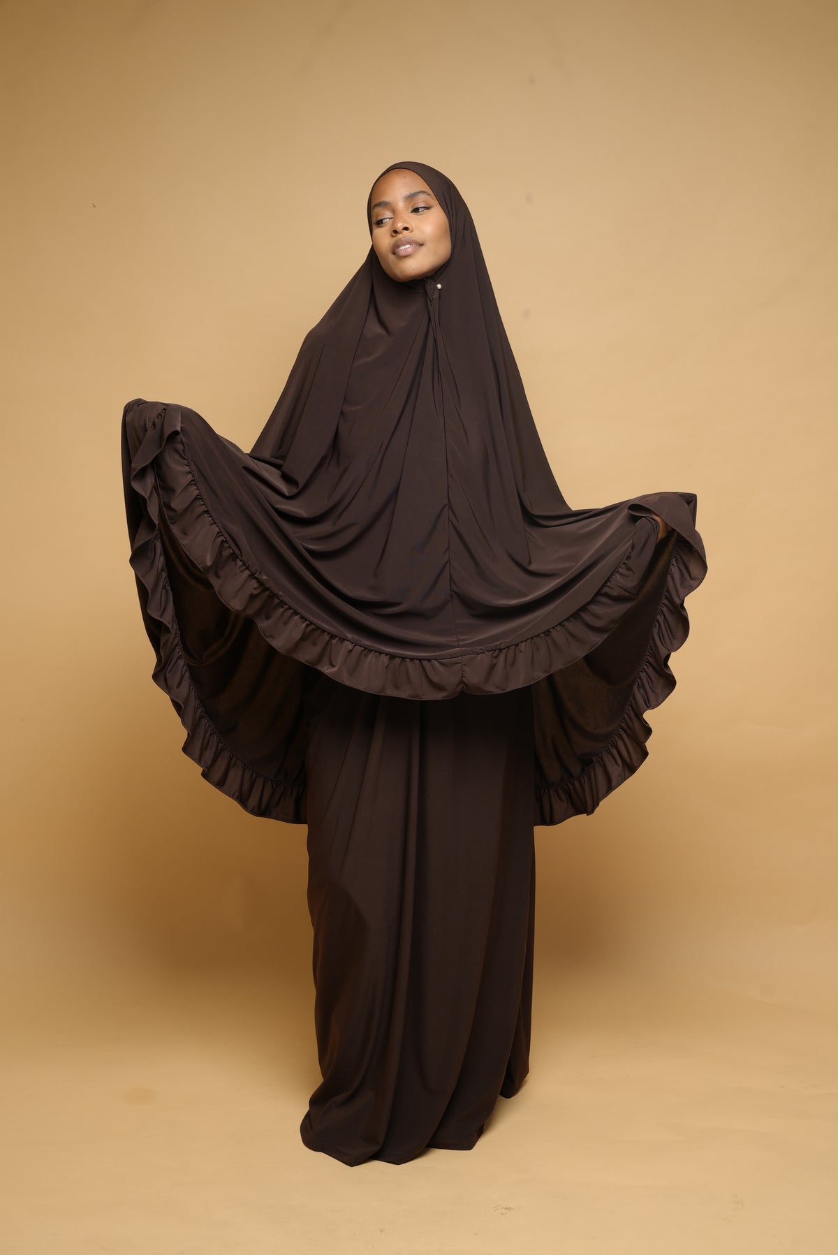 Robe de prière Jupe et Khimar BY NOUR Marron Ebene - vue 10