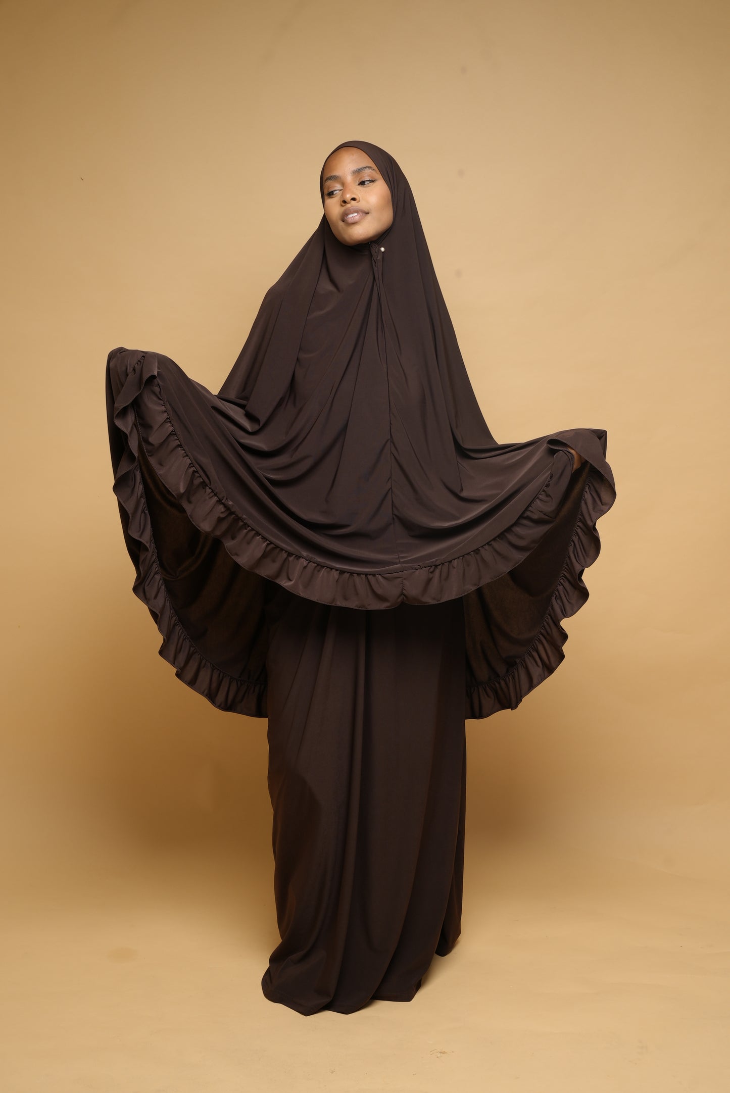 Robe de prière Jupe et Khimar BY NOUR Marron Ebene - vue 10