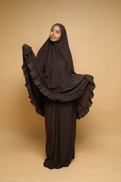 Robe de prière Jupe et Khimar BY NOUR Marron Ebene - vue 11