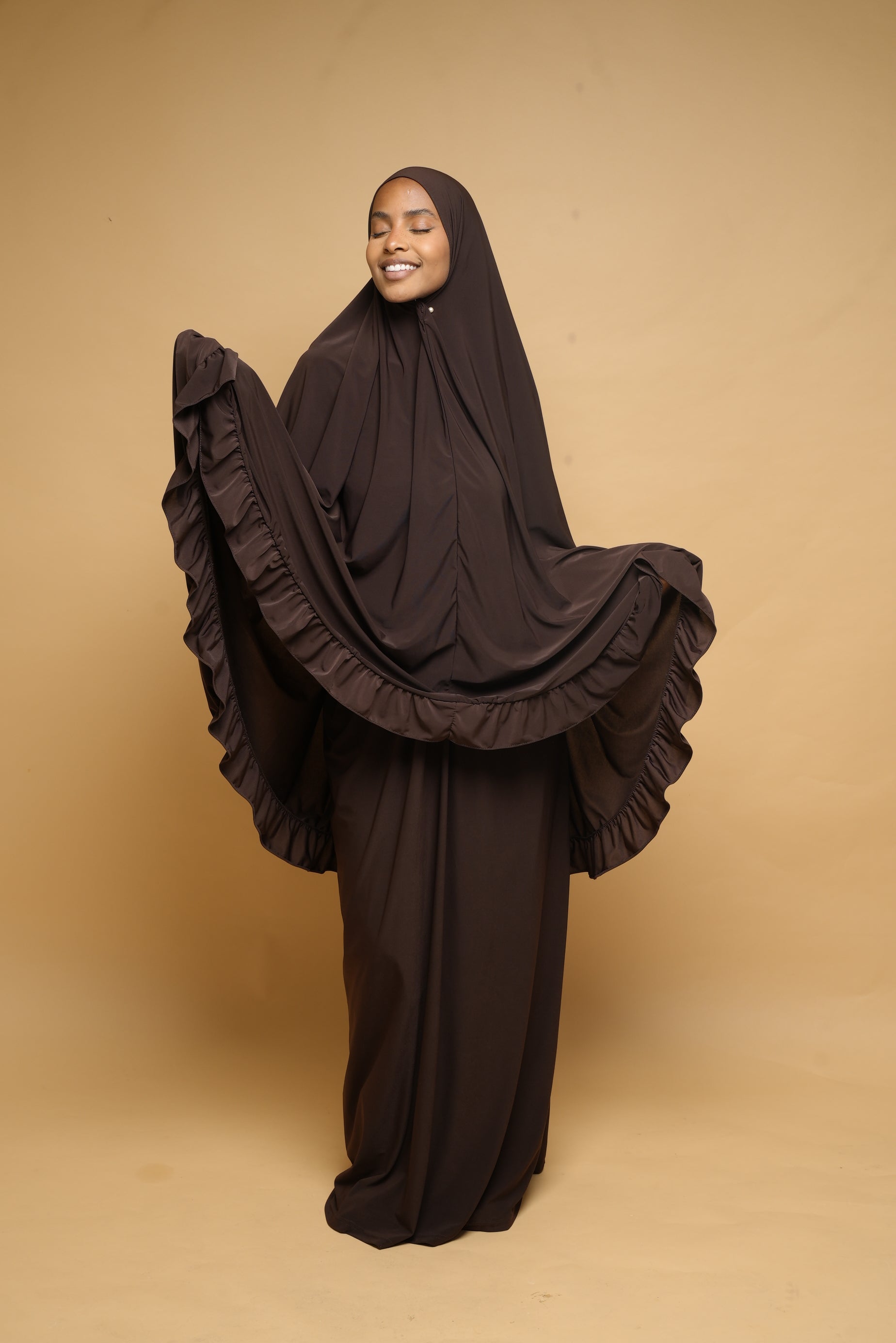 Robe de prière Jupe et Khimar BY NOUR Marron Ebene - vue 12