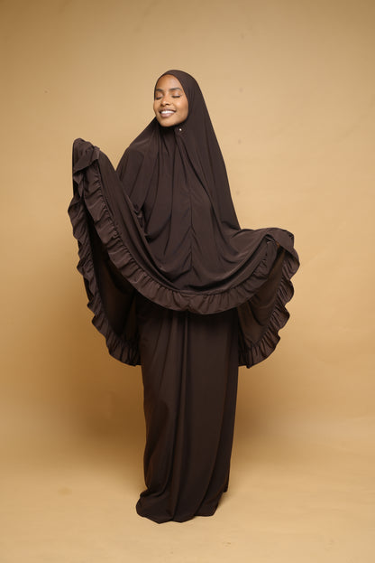 Robe de prière Jupe et Khimar BY NOUR Marron Ebene - vue 12