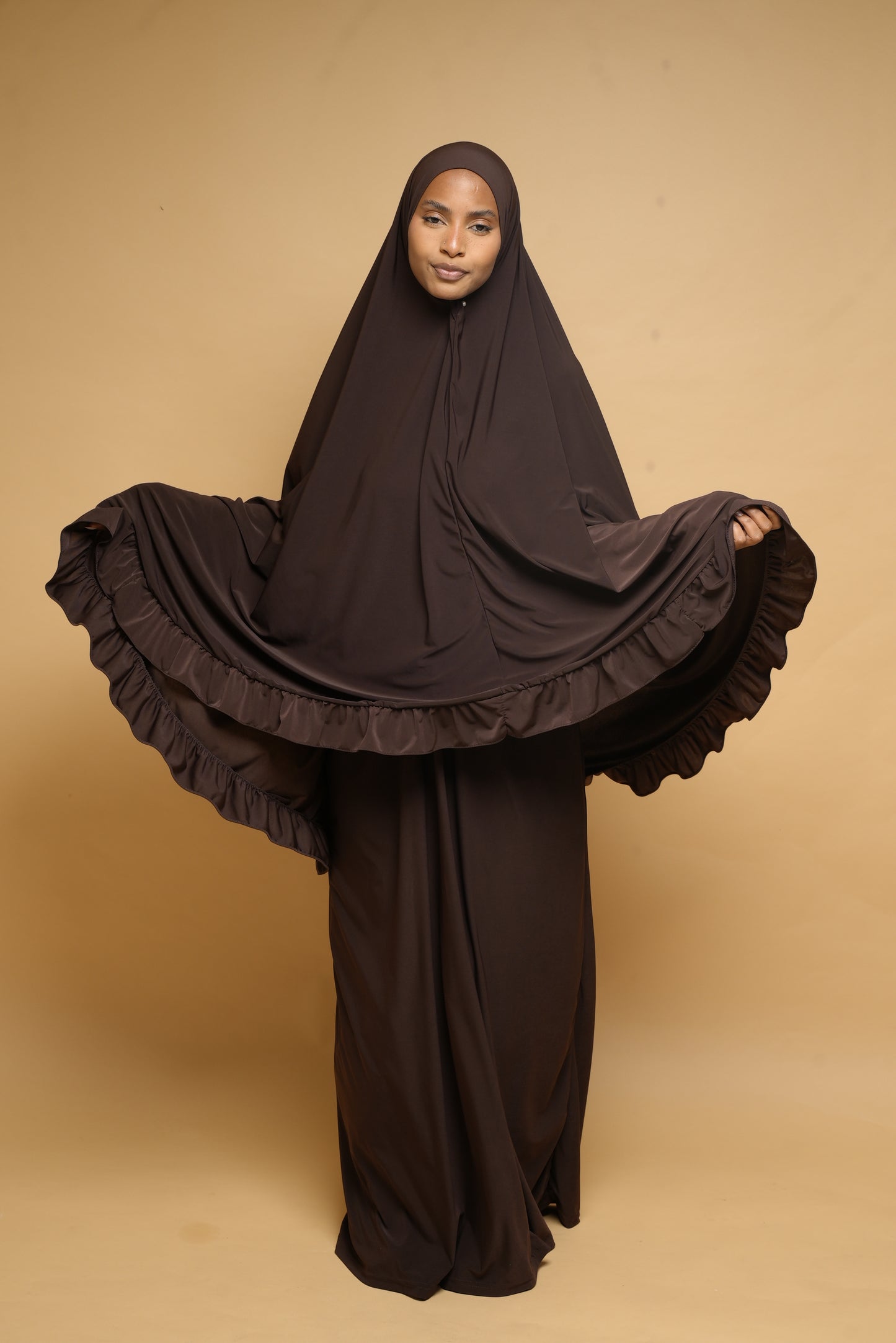 Robe de prière Jupe et Khimar BY NOUR Marron Ebene - vue 2