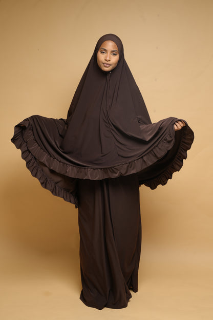 Robe de prière Jupe et Khimar BY NOUR Marron Ebene - vue 2