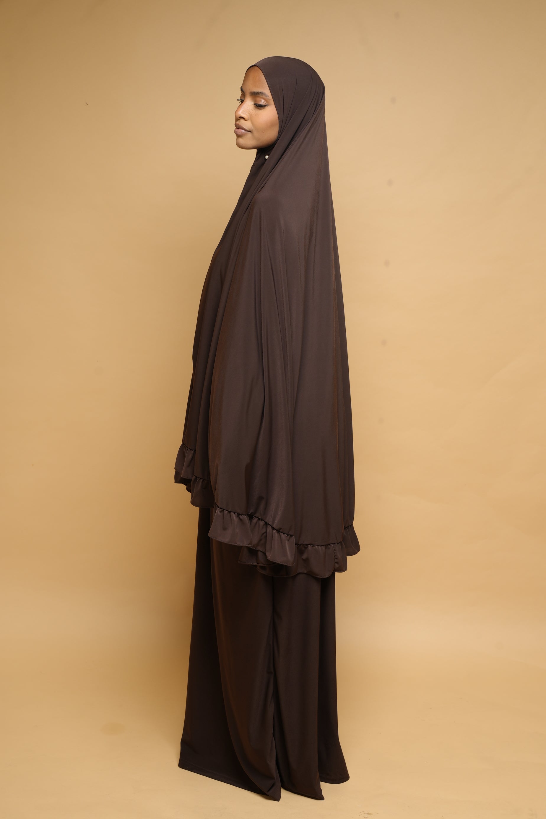 Robe de prière Jupe et Khimar BY NOUR Marron Ebene - vue 4