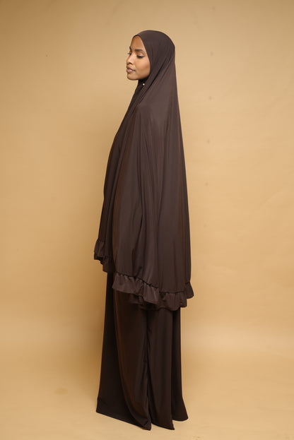 Robe de prière Jupe et Khimar BY NOUR Marron Ebene - vue 4