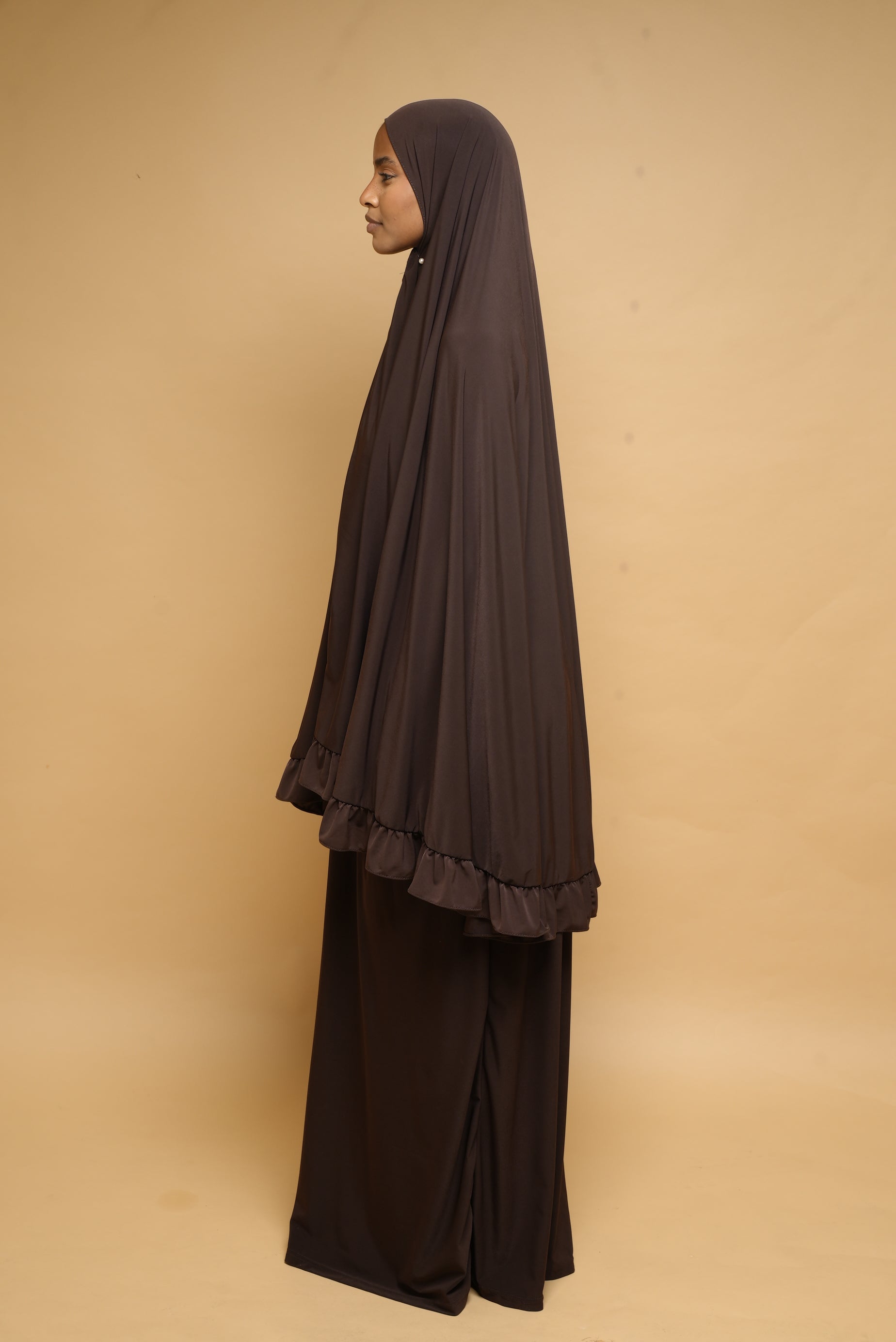 Robe de prière Jupe et Khimar BY NOUR Marron Ebene - vue 5