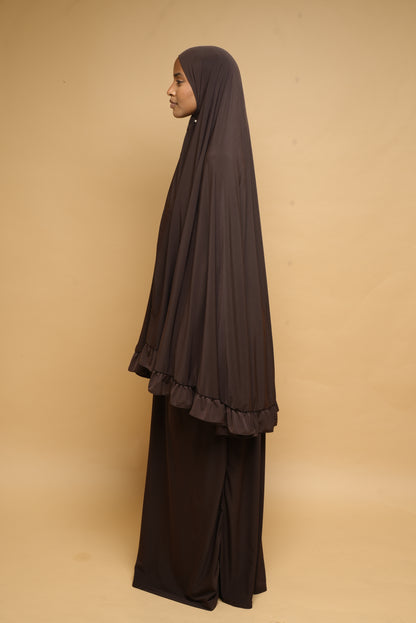 Robe de prière Jupe et Khimar BY NOUR Marron Ebene - vue 5