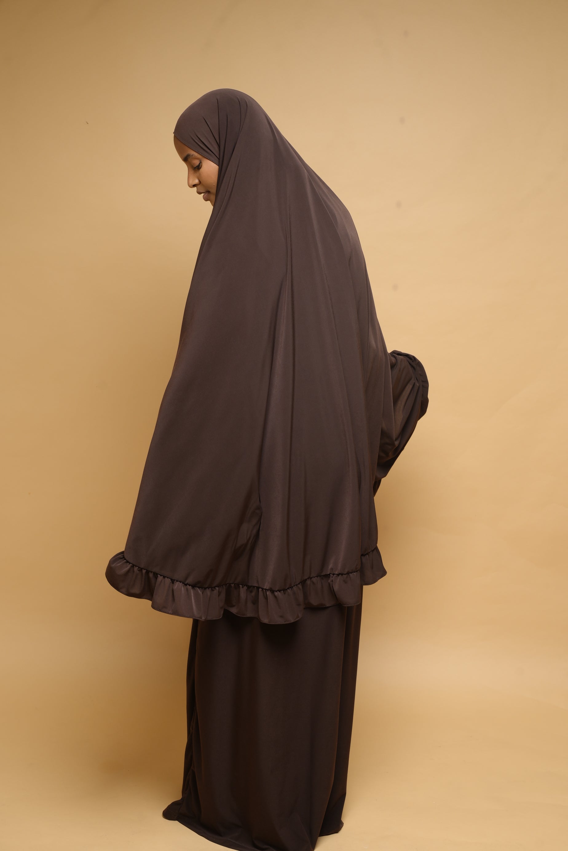Robe de prière Jupe et Khimar BY NOUR Marron Ebene - vue 6