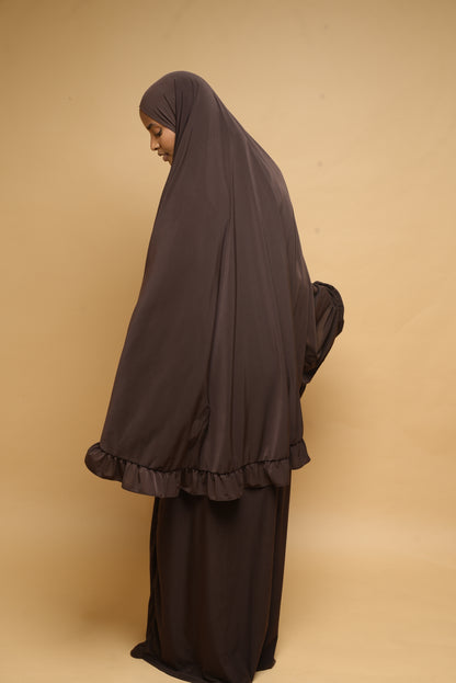 Robe de prière Jupe et Khimar BY NOUR Marron Ebene - vue 6