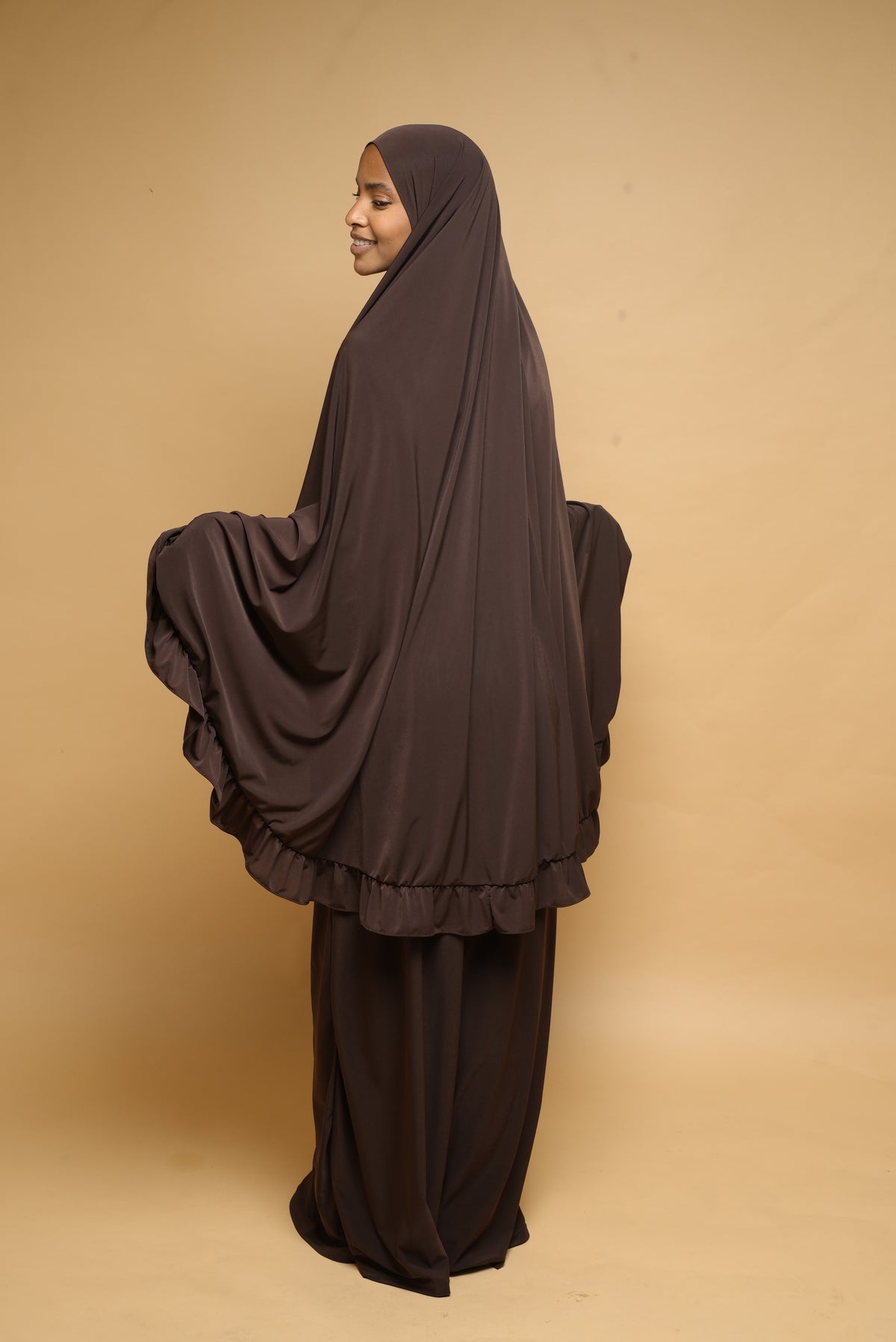 Robe de prière Jupe et Khimar BY NOUR Marron Ebene - vue 7