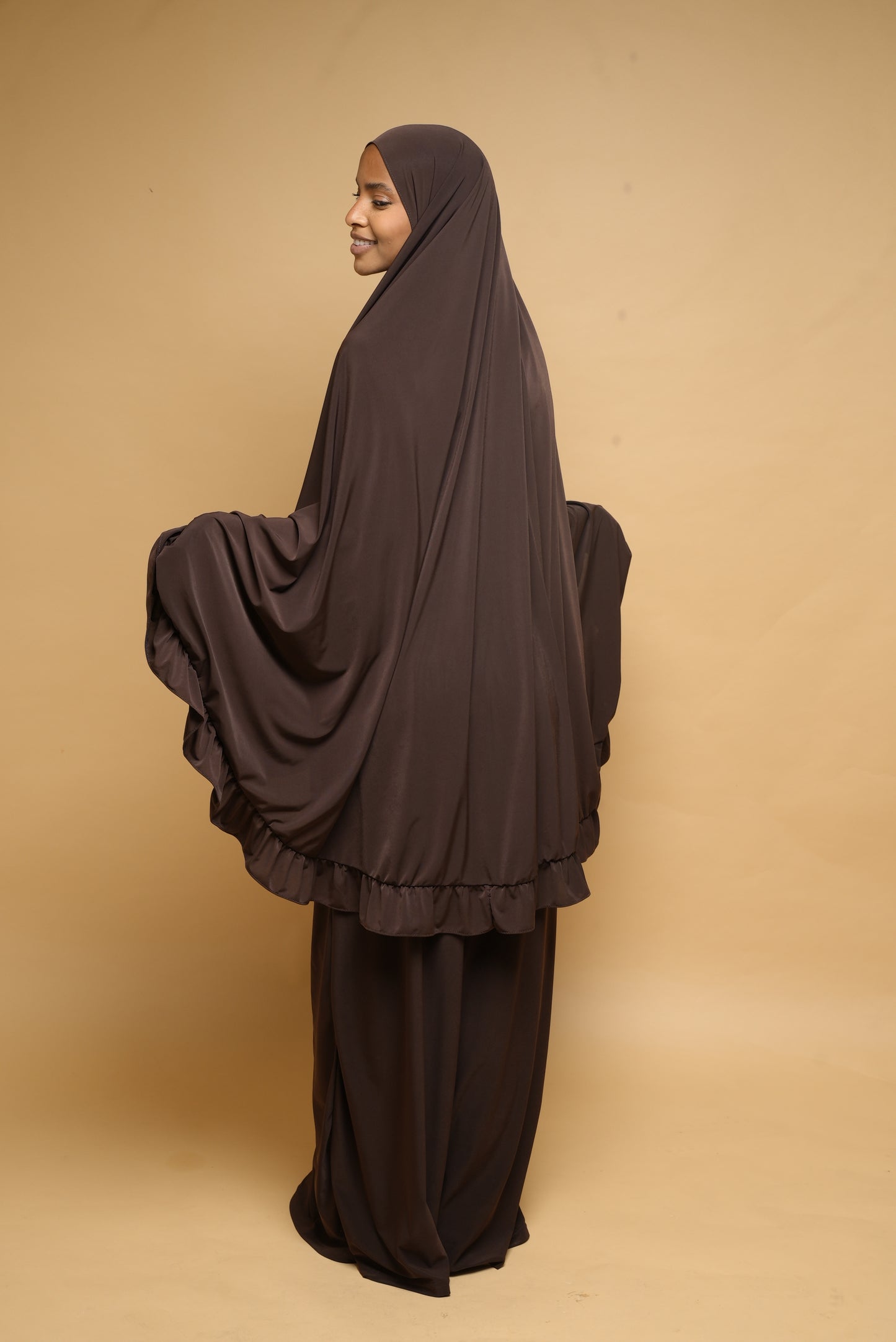 Robe de prière Jupe et Khimar BY NOUR Marron Ebene - vue 7
