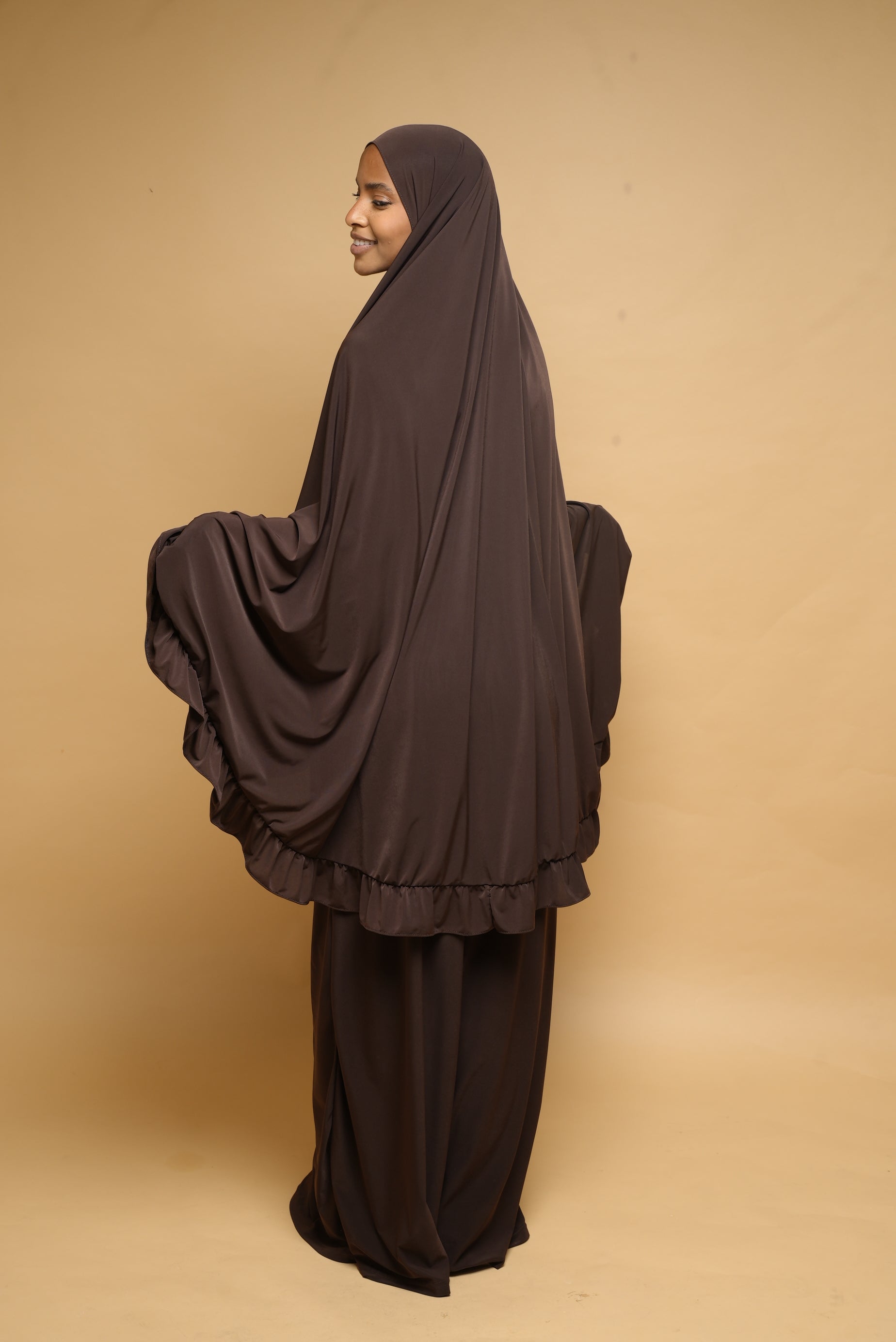 Robe de prière Jupe et Khimar BY NOUR Marron Ebene - vue 7