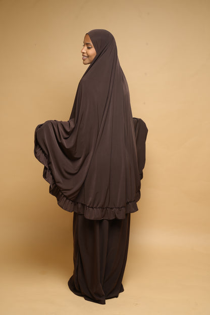 Robe de prière Jupe et Khimar BY NOUR Marron Ebene - vue 7