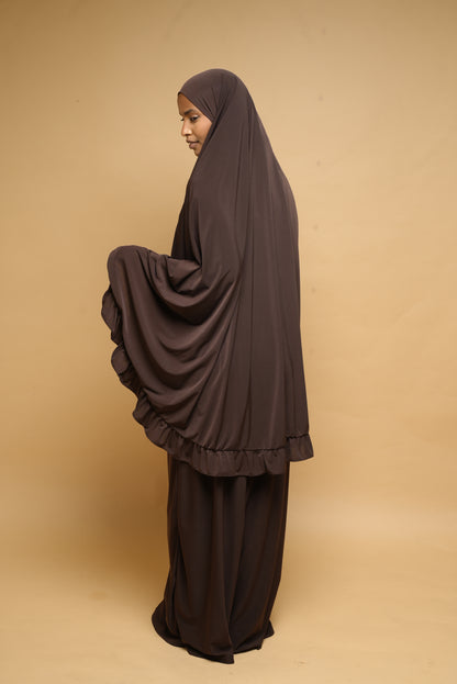 Robe de prière Jupe et Khimar BY NOUR Marron Ebene - vue 8