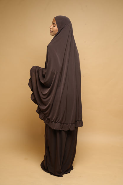 Robe de prière Jupe et Khimar BY NOUR Marron Ebene - vue 9