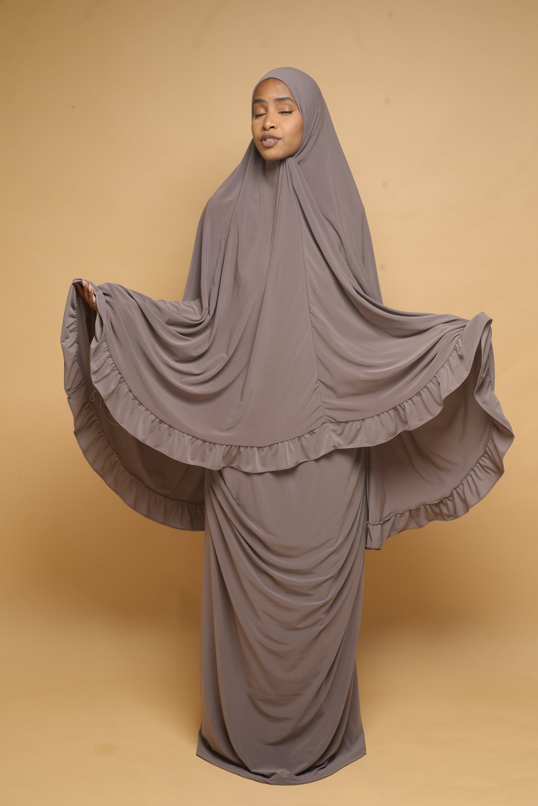 Robe de prière Jupe et Khimar BY NOUR Taupe - vue 1